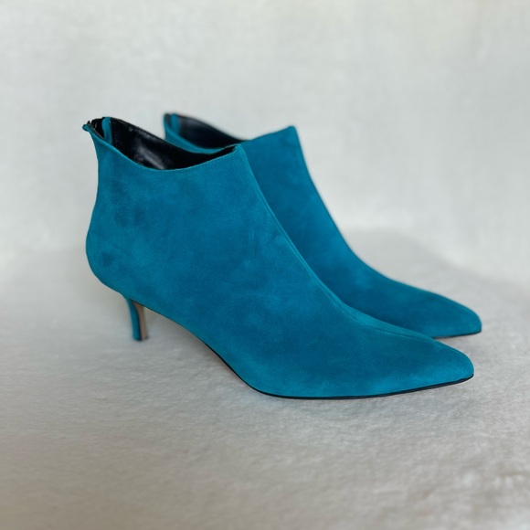 Ghita Turquoise Suede Ankle Booties - Picture 2 of 7